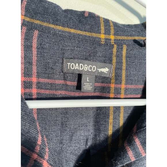 Toad&Co Re-Done Flannel Button Down Shirt in Gray Size Large Granola Girl - Picture 9 of 10